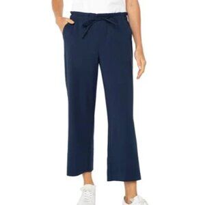 Liverpool Wide Leg Cosmic Navy Crop Pants Size Medim Draw String NWT $98